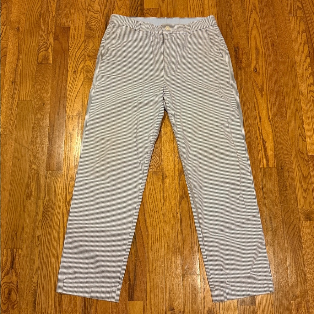 Brooks Brothers 33x30 Railroad Striped Blue/White Pants